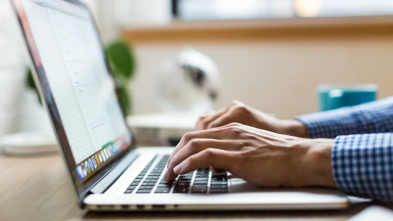 Editing text on a laptop