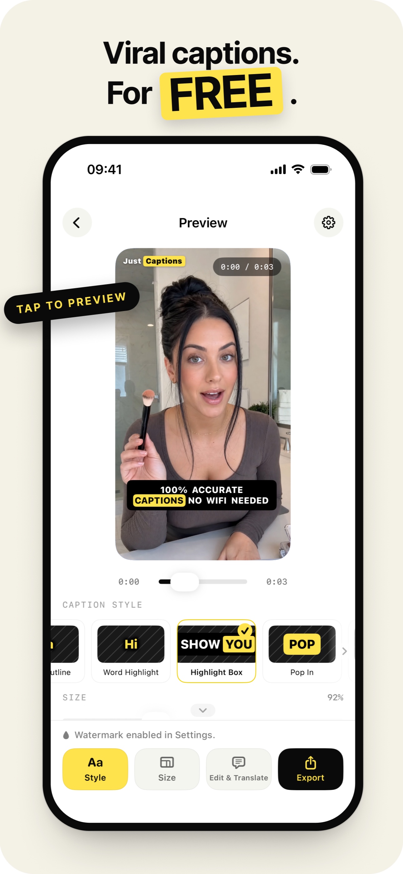 Caption styles app preview